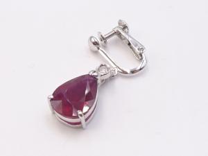 K14WG/K18WG ルベライト 2.57ct ダイヤ 0.04ct イヤリング1P 2.2g